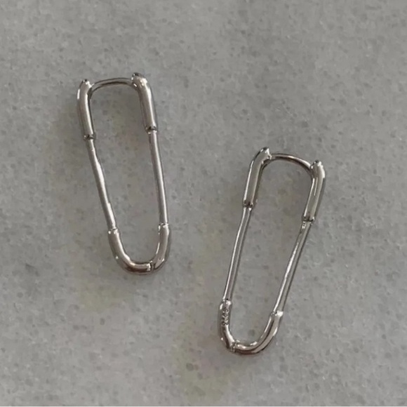 COPY - COPY - Sterling Silver Safety Pin Hoop Earrings New - Picture 2 of 3